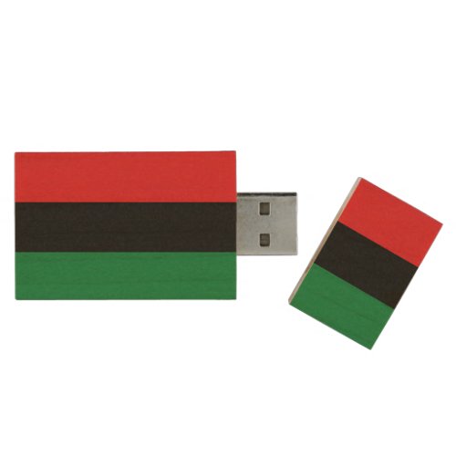 Red Black and Green Flag Wood USB Flash Drive