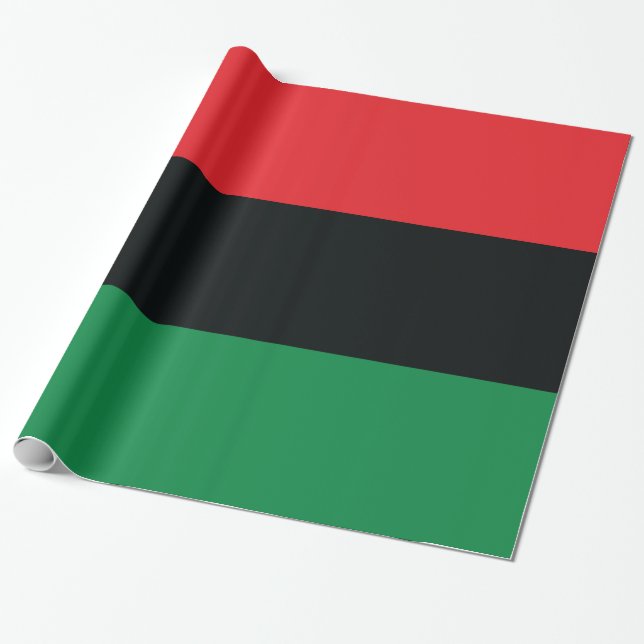 Red, Black and Green Flag Wrapping Paper (Unrolled)