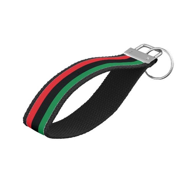 Red, Black and Green Flag Wrist Keychain (Angled Up)