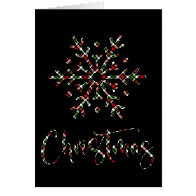 Red, Black and Green Plaid Snowflake Cut Out Cards (Front)