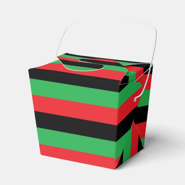 Red, Black and Green Stripes Favor Boxes (Front Side)