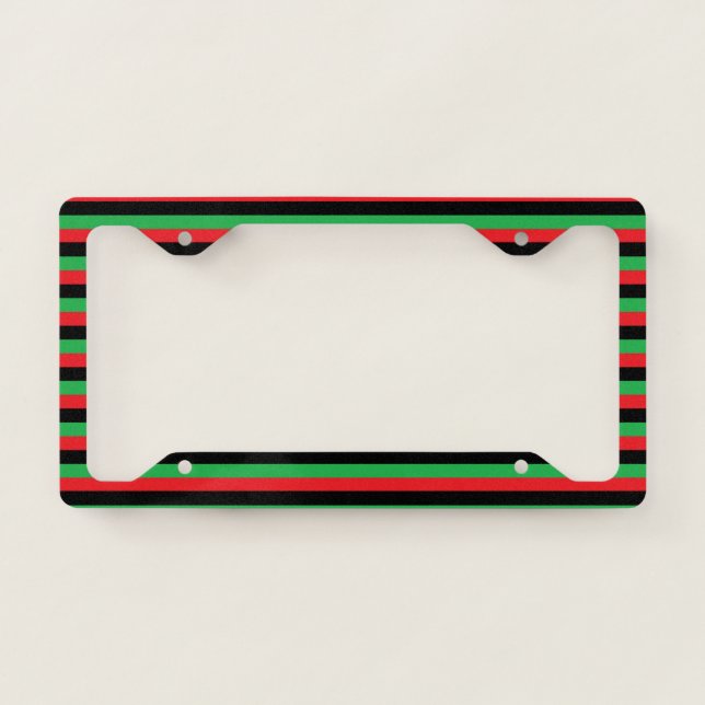Red, Black and Green Stripes License Plate Frame (Front)