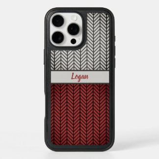 Red Black and Grey Black Masculine Chevron Pattern iPhone 16 Pro Max Case