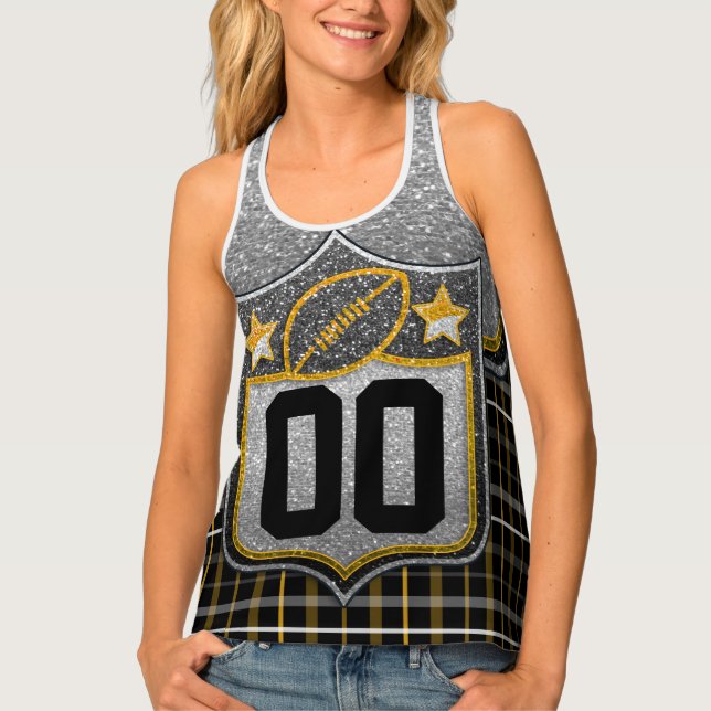 Red Black and Orange School Football Jersey Tank Top (Front)