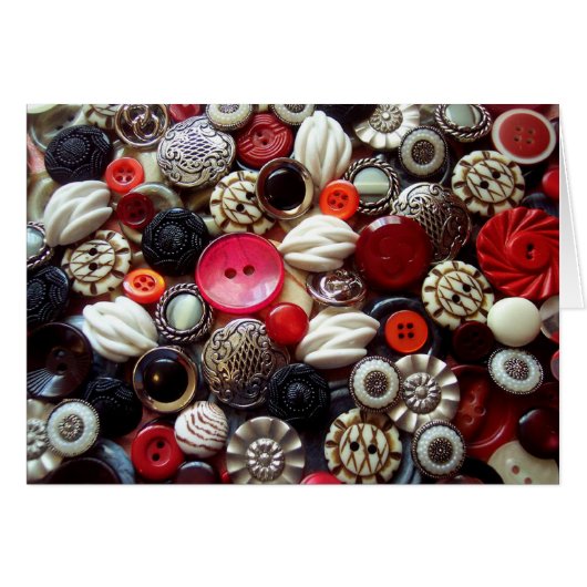 Red Black and Silver Button Collage Cards (Front Horizontal)