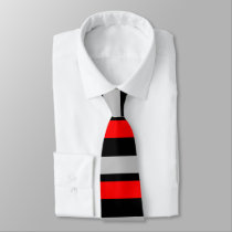 Red Black and Silver Horizontally-Striped Tie