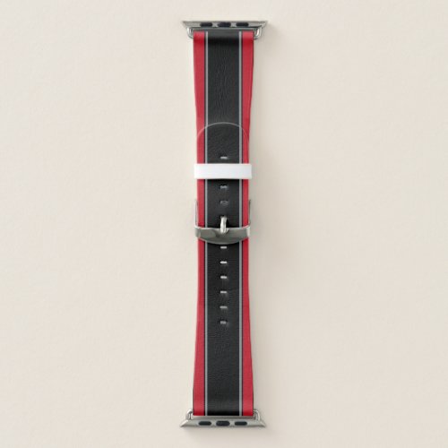 Red Black and Silver Sports Stripe Apple Watch Band
