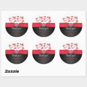 Red, Black, and White 3" Round Thank You Sticker (Sheet)