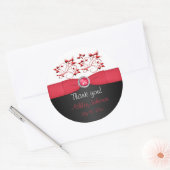 Red, Black, and White 3" Round Thank You Sticker (Envelope)