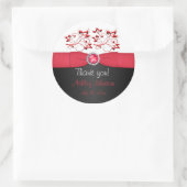 Red, Black, and White 3" Round Thank You Sticker (Bag)