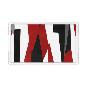 Red black and white abstract acrylic tray