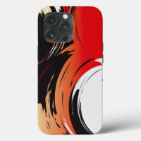 Red Black and White Abstract Art iPhone 13 Pro Case