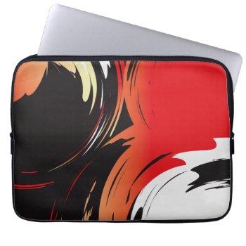 Red Black And White Abstract Art Laptop Sleeve by ArtDivination at Zazzle