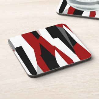 Red black and white abstract   beverage coaster