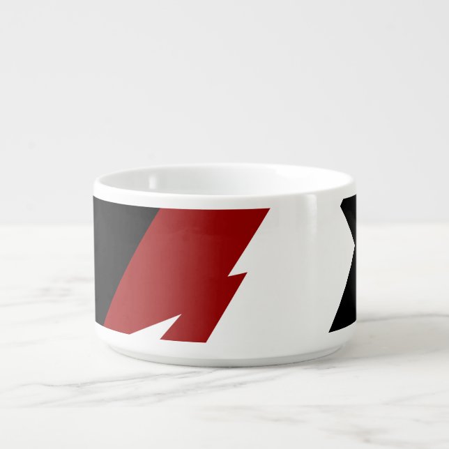 Red Black and White Abstract Bowl (Center)