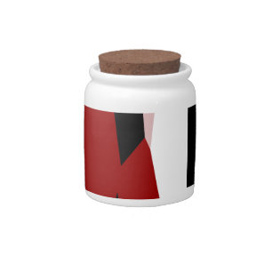 Red black and white abstract   candy jar
