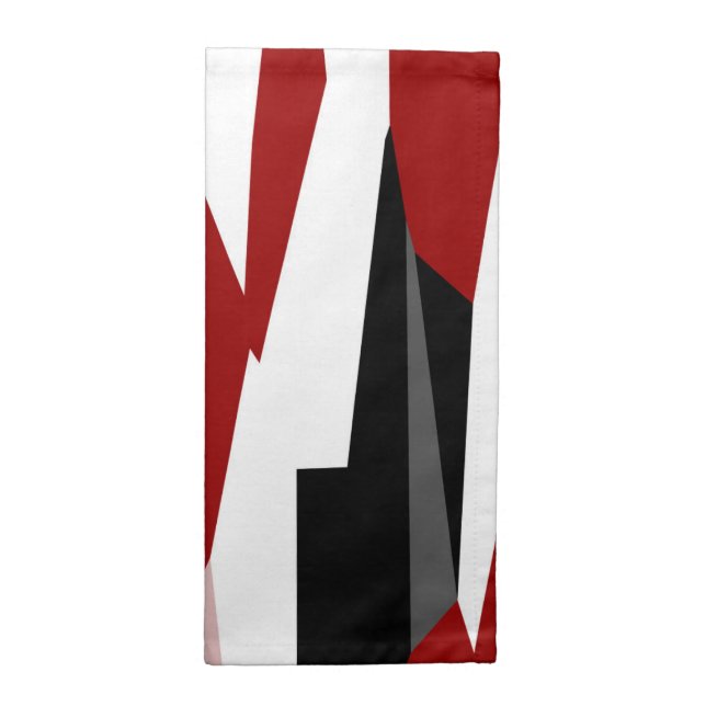 Red black and white abstract   cloth napkin (Half Fold)