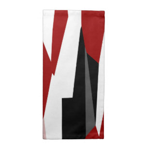 Red black and white abstract cloth napkin