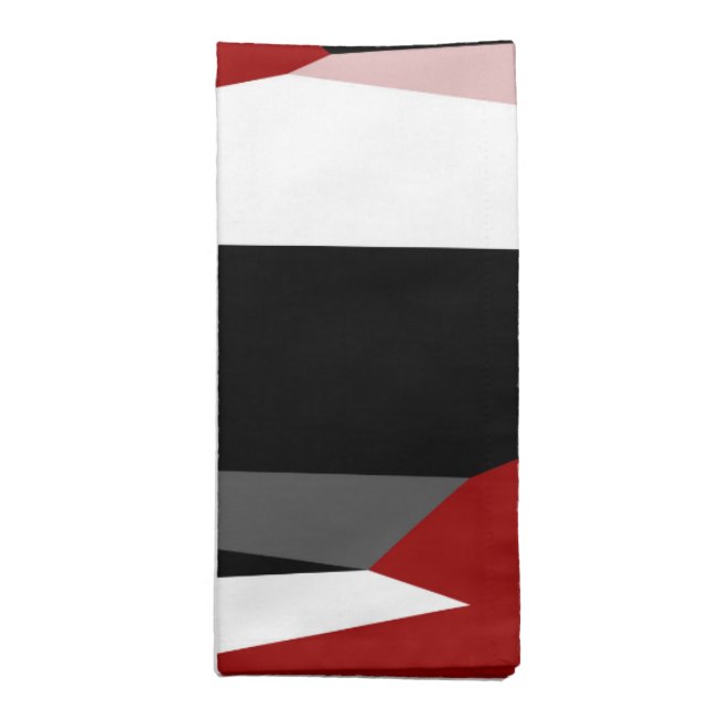 Red black and white abstract   cloth napkin (Folded)