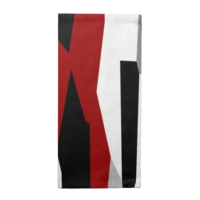 Red black and white abstract  cloth napkin (Half Fold)
