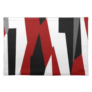 Red black and white abstract cloth placemat