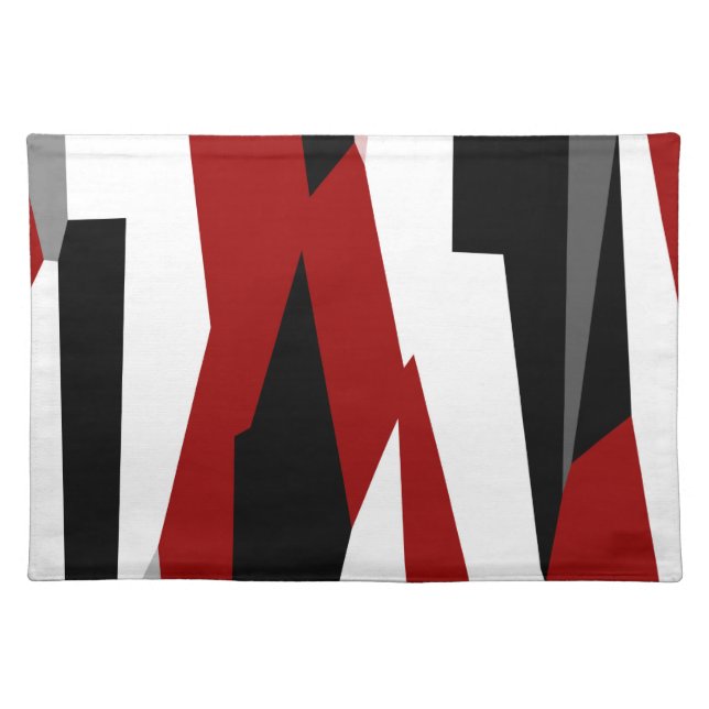 Red black and white abstract   cloth placemat (Front)