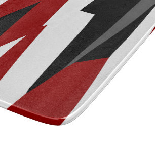 Red black and white abstract cutting board
