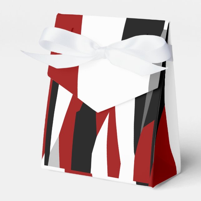 Red black and white abstract  favor boxes (Front Side)