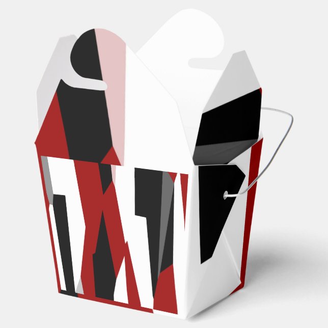 Red black and white abstract   favor boxes (Opened)