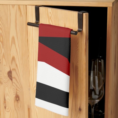 Red black and white abstract   kitchen towel