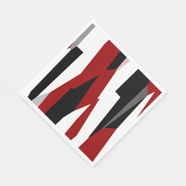 Red black and white abstract   napkins (Corner)