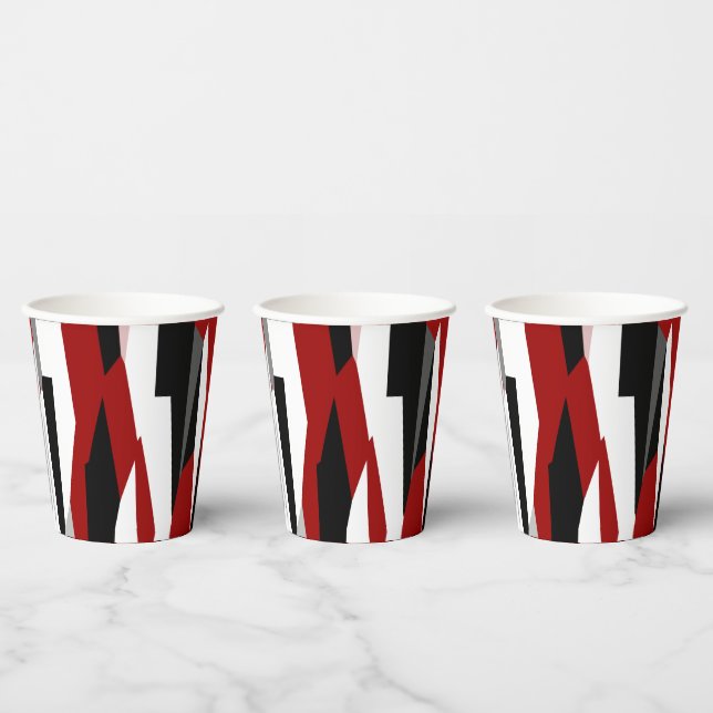 Red black and white abstract  paper cups (Multi)