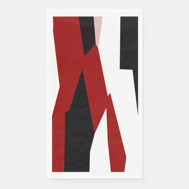 Red black and white abstract   paper guest towels (Front)