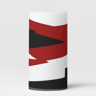 Red black and white abstract pillar candle