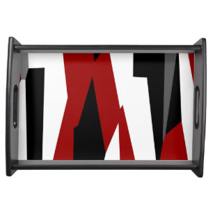 Red black and white abstract serving tray