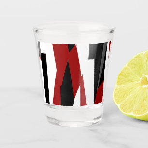 Red black and white abstract   shot glass