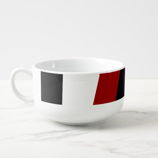 Red Black and White Abstract Soup Mug (Right)