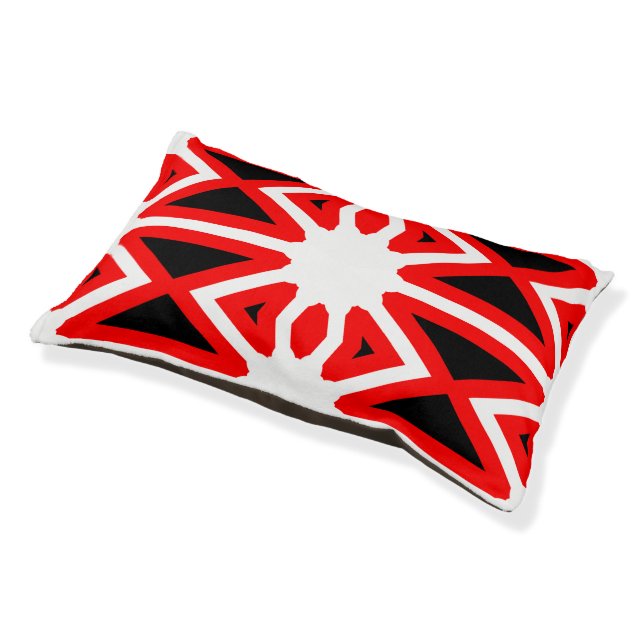 Red, black and white Abstract stars Pet Bed (Angled)