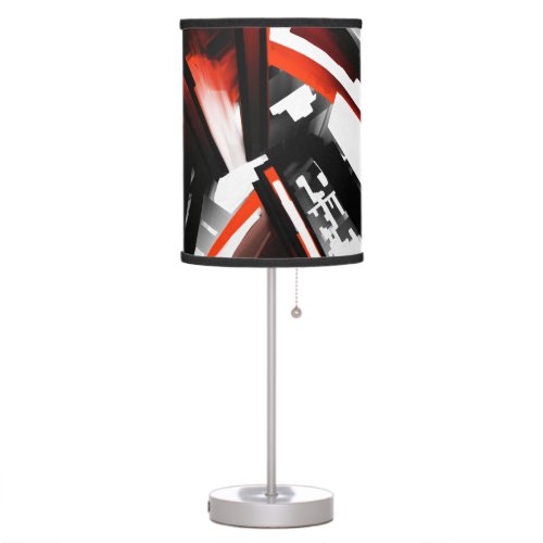 Red Black and White Abstract Table Lamp