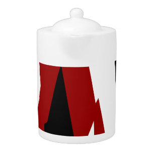 Red black and white abstract teapot