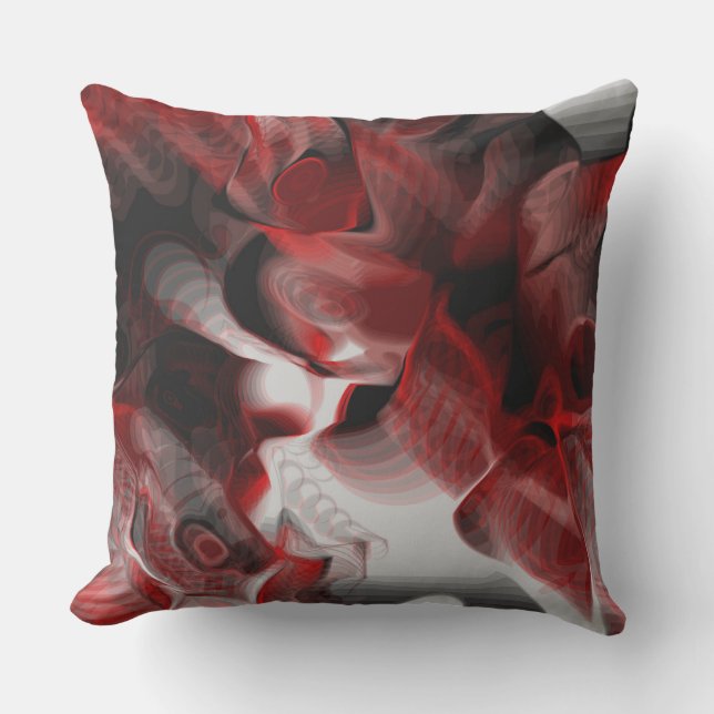Red, black and white abstract throw pillow (Front)
