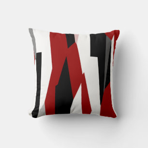 Red black and white abstract  throw pillow