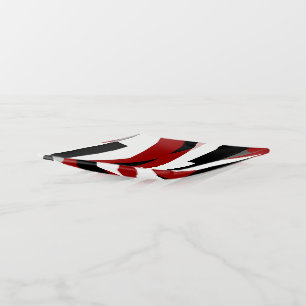 Red black and white abstract trinket tray