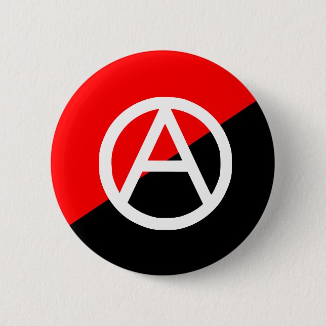 Red Black and White Anarchist Flag Anarchy Button (Front)