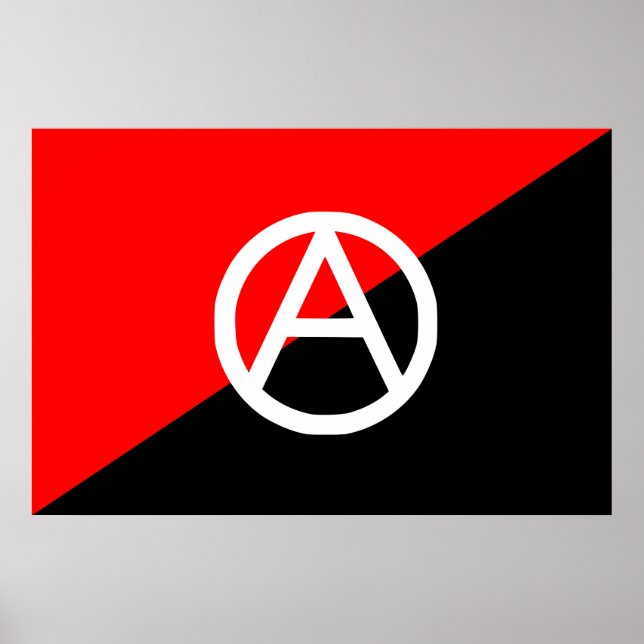 Red Black and White Anarchist Flag Anarchy Poster (Front)