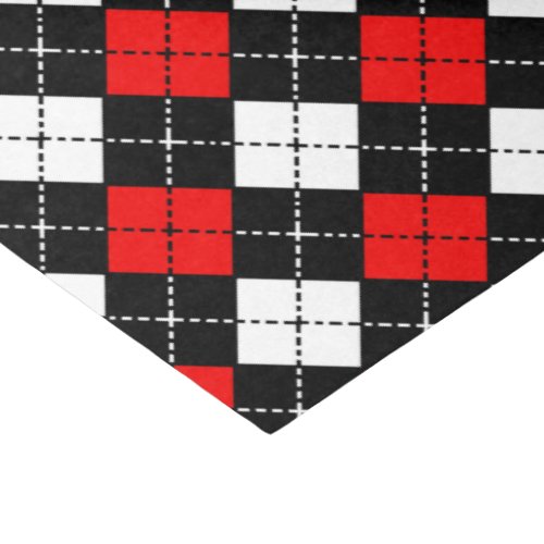 Red Black and White Argyle Pattern Tissue Paper