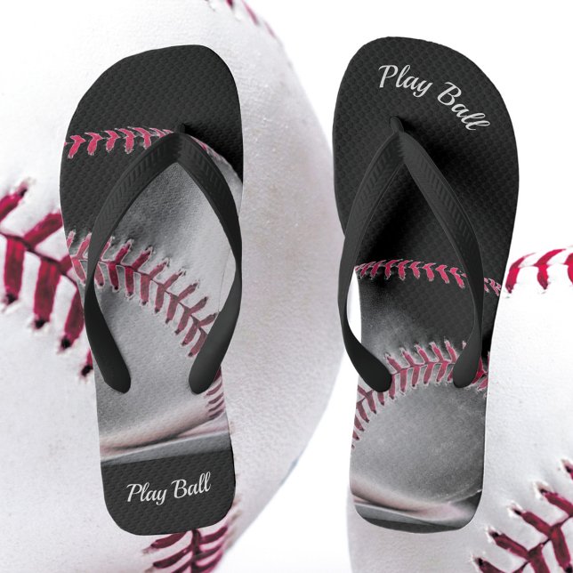 Red Black and White Baseball Flip Flops (Creator Uploaded)