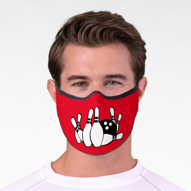 Red Black and White Bowling Premium Face Mask