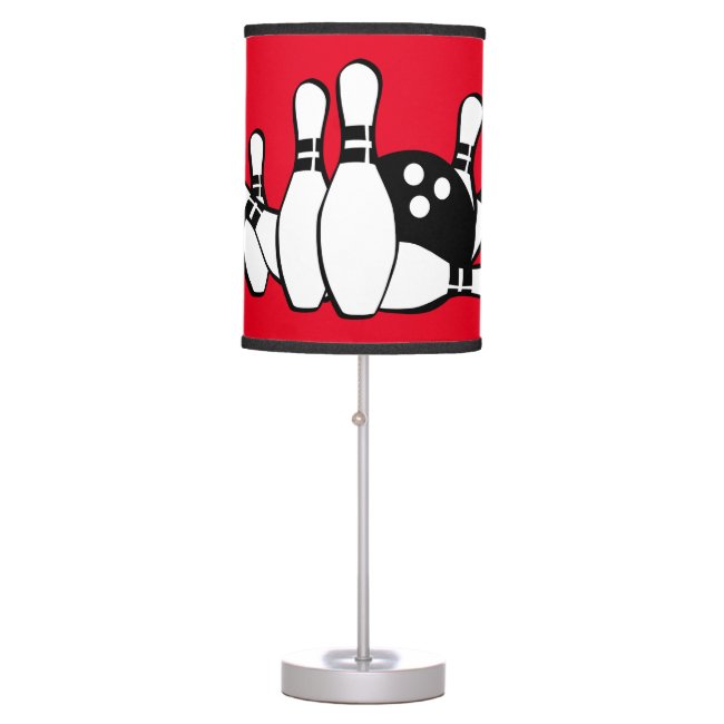 Red Black and White Bowling Table Lamp