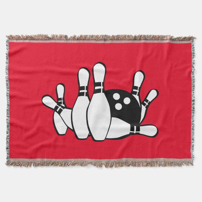 Red Black and White Bowling Throw Blanket